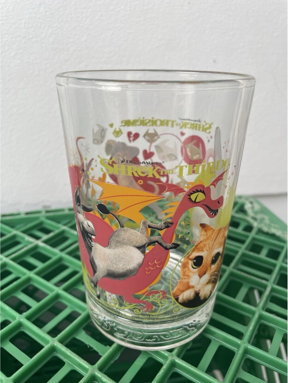 McDonalds Shrek the Third Glass Donkey & Puss In Boots Dreamworks Collectors Cup